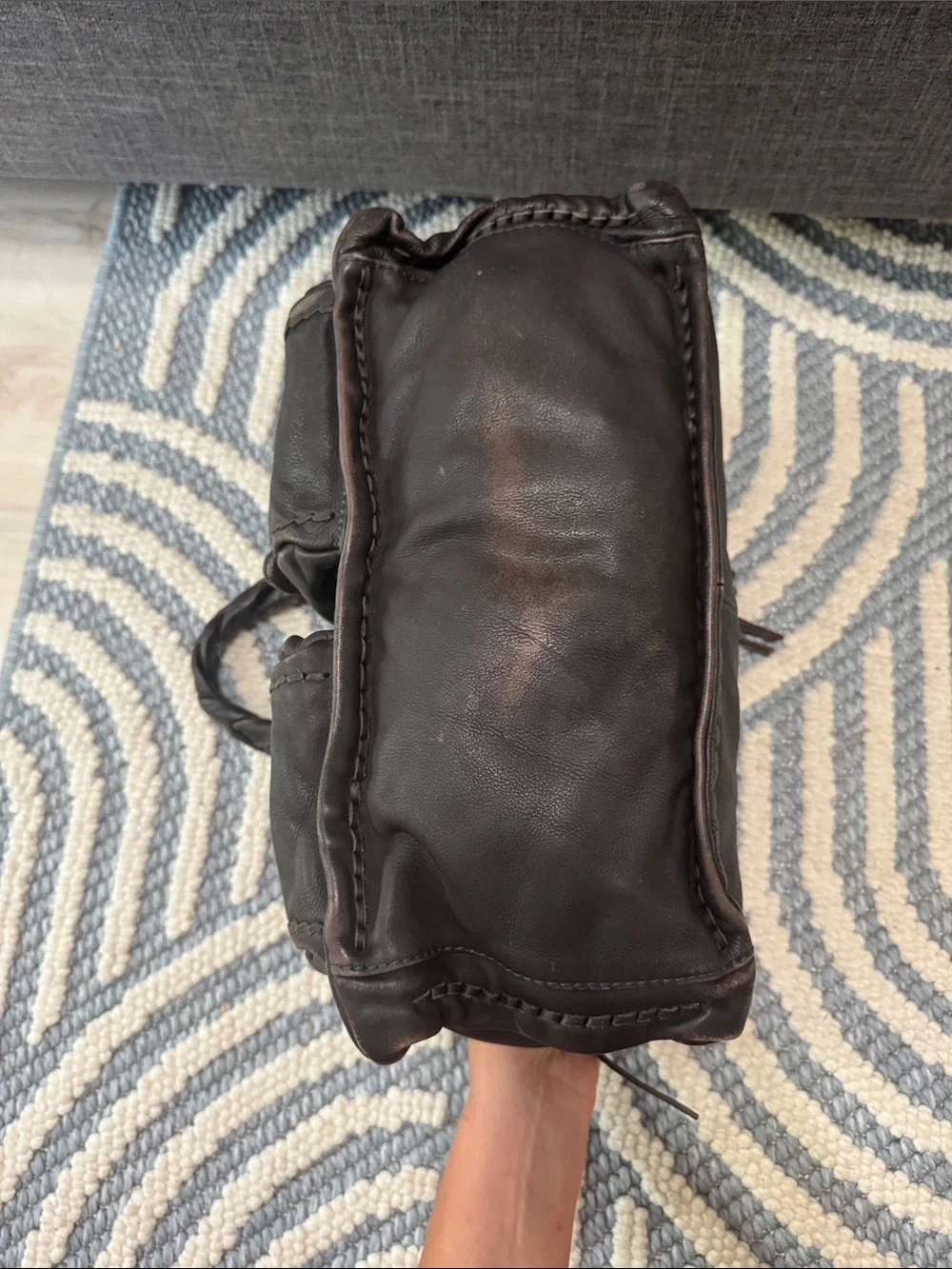 Rare Y2K Brown Leather Cargo Pocket Bow Handbag